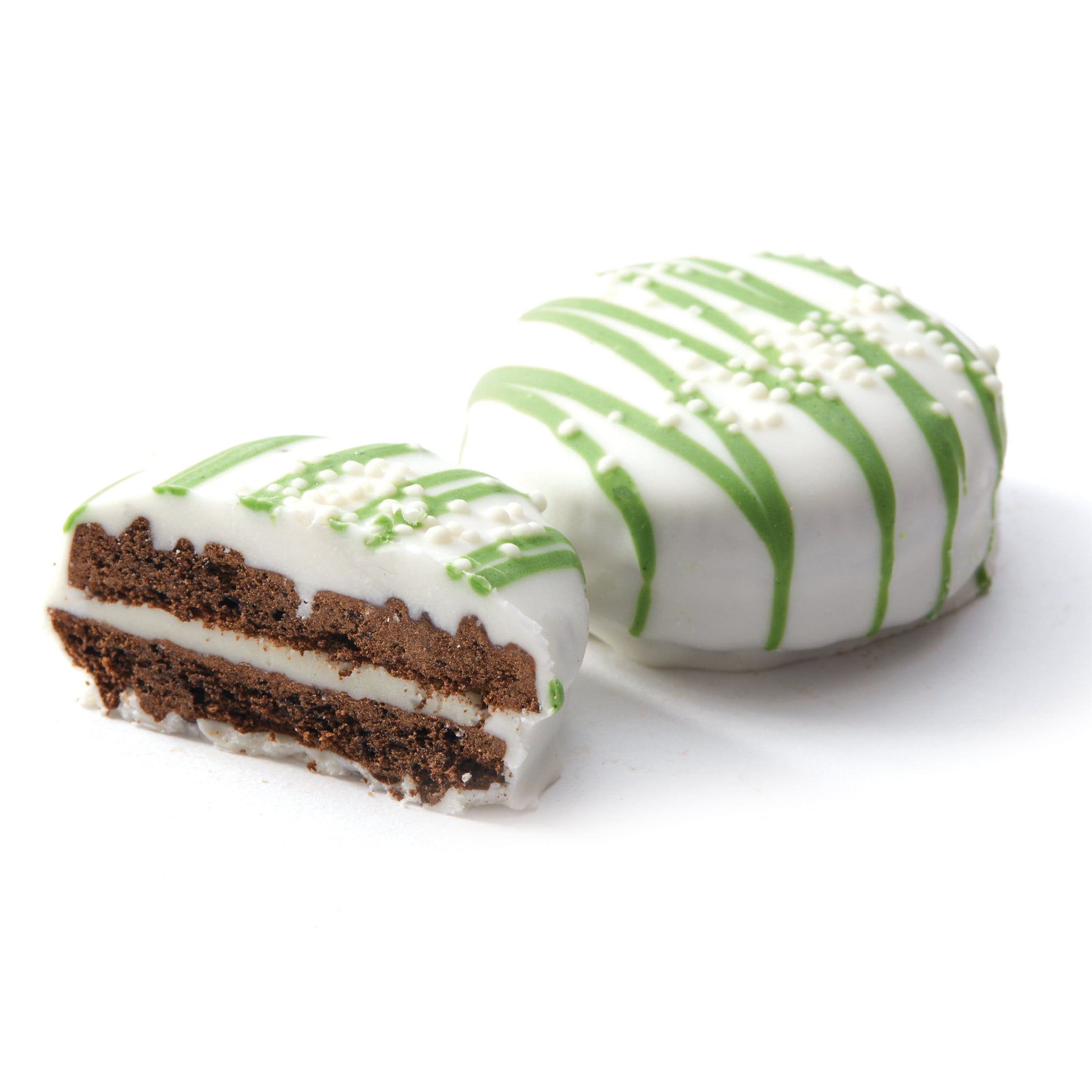 White Cookie Décorio – Green Stringed w/non pareil